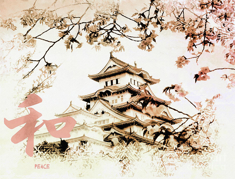  Japanese  Peace House  Mixed Media by Elaine Manley
