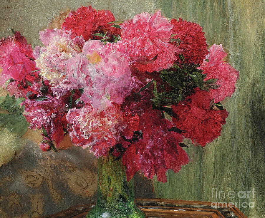 Japanese Peonies  Detail Painting by Lawrence Alma Tadema