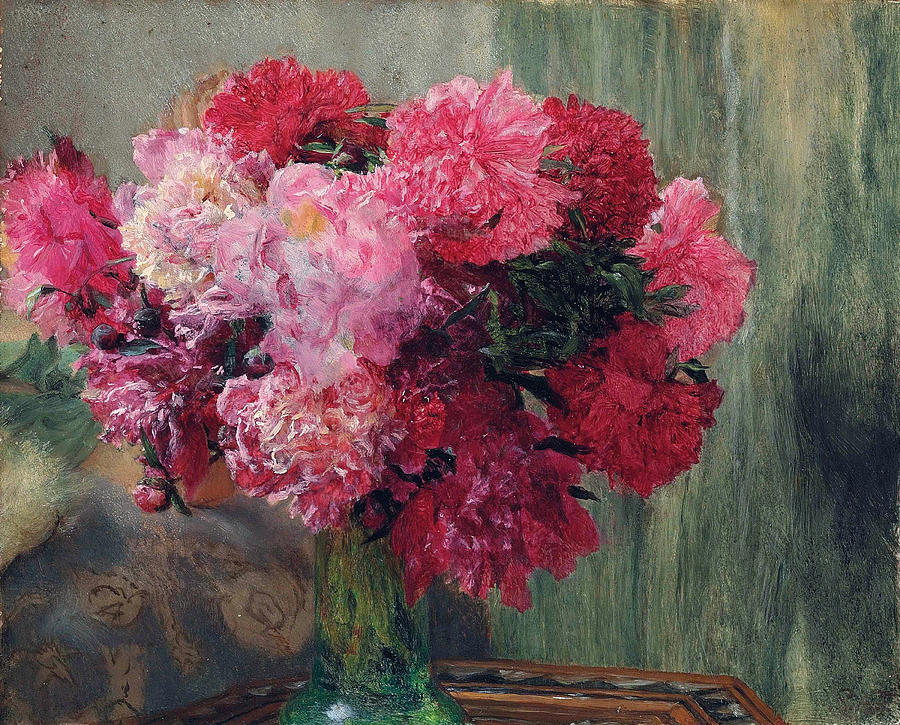 Japanese peonies Painting by Lawrence Alma-Tadema
