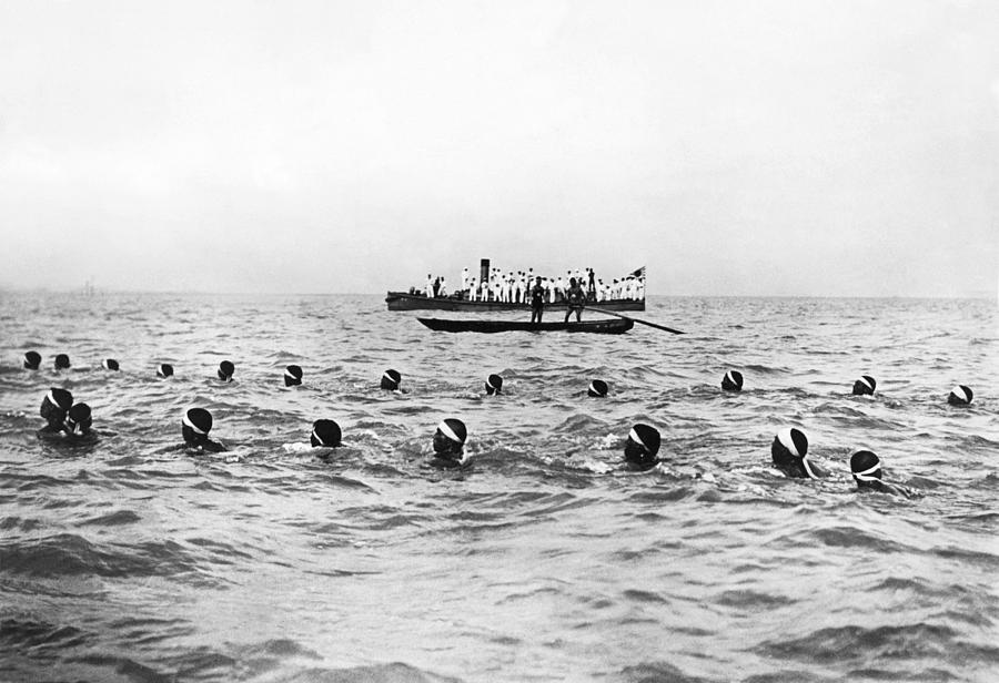 Japanese Sailors Swim 20 Miles Photograph by Underwood Archives - Fine ...