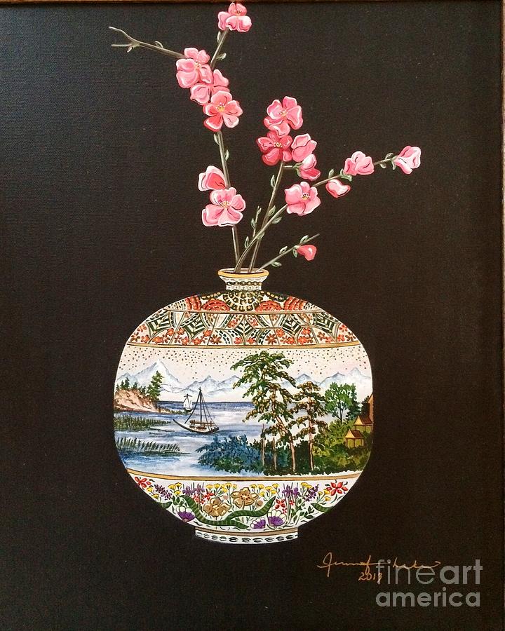 Japanese Satsuma Vase Painting by Jennifer Lake