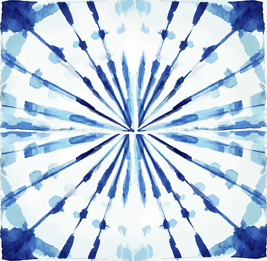 Blue And White Digital Art - Japanese Shibori - Indigo 2 by Kimberly Potts