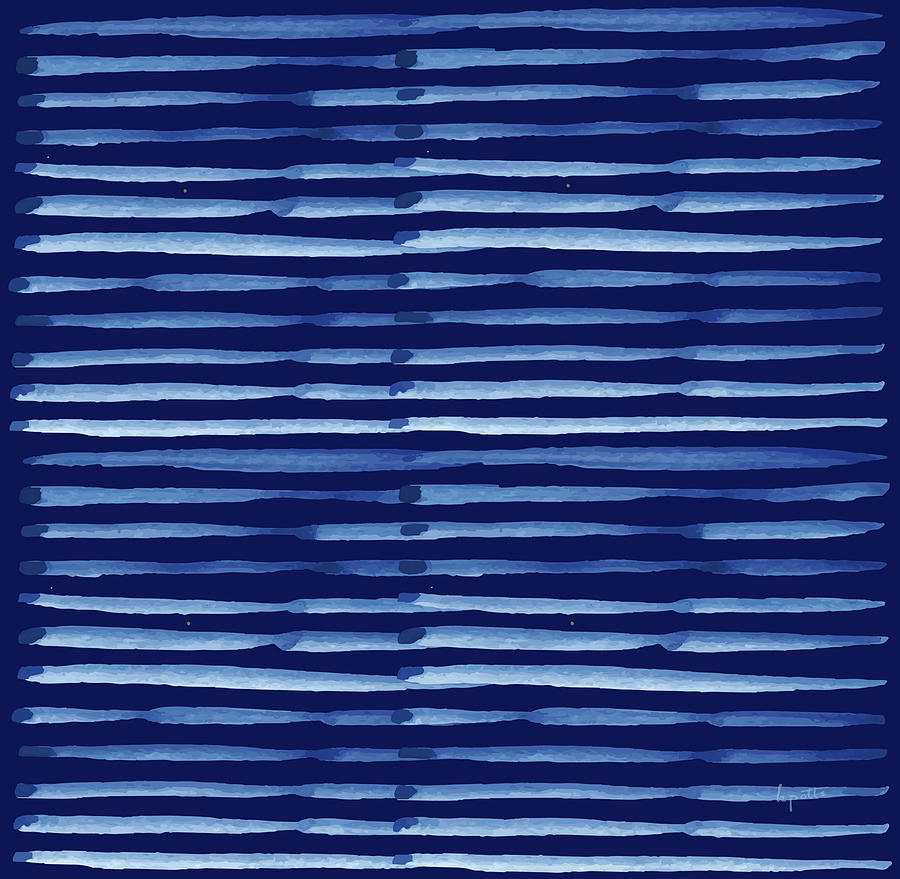 Blue And White Digital Art - Japanese Shibori - Indigo 4 by Kimberly Potts