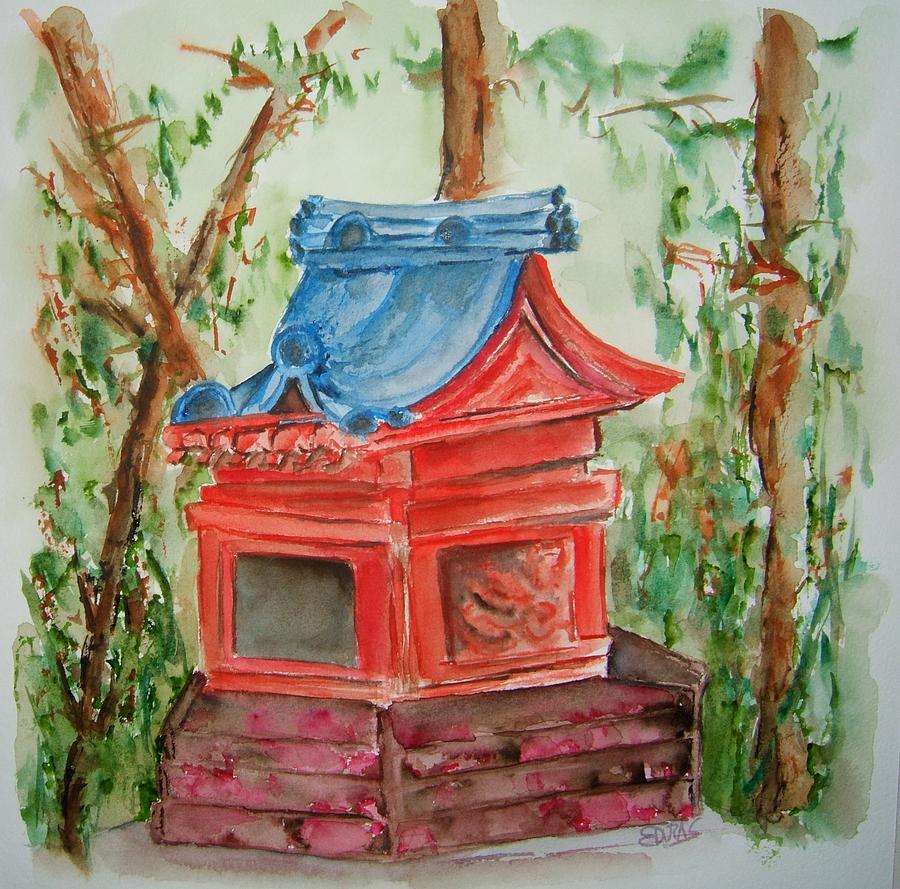 Japanese Shrine Painting by Elaine Duras