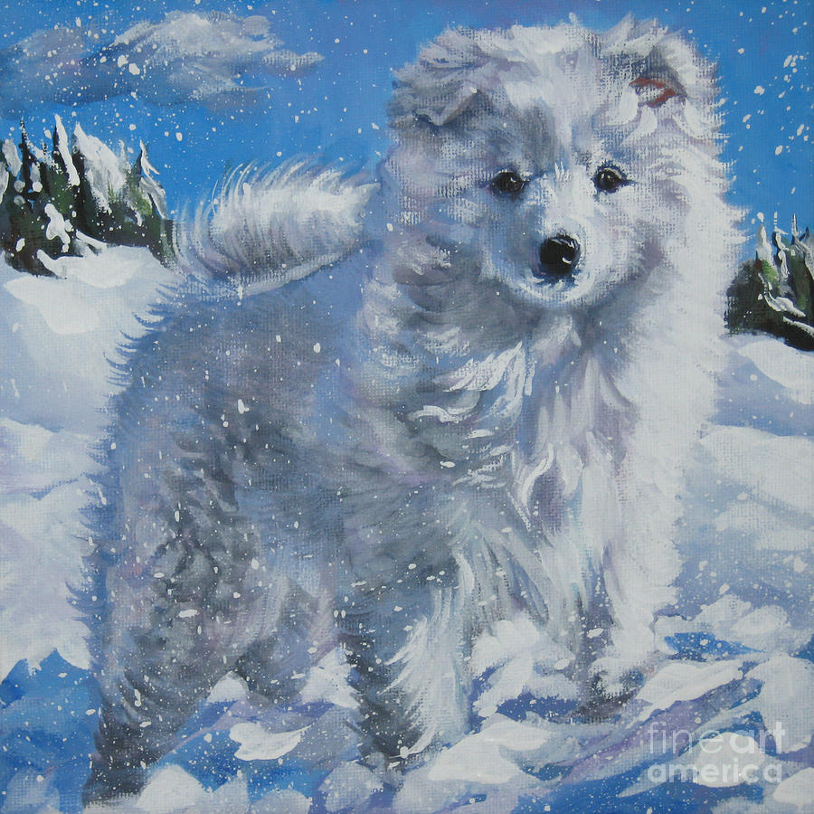 Japanese spitz Painting by Lee Ann Shepard