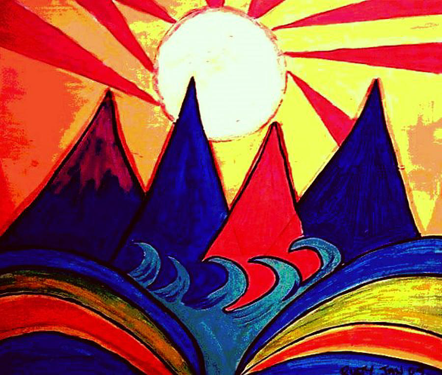 Japanese Sunrise Painting by Rusty Gladdish