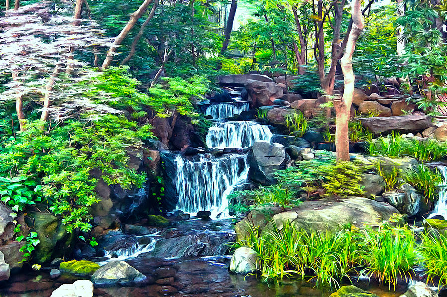 Japanese Waterfall Garden Photograph by Scott Carruthers