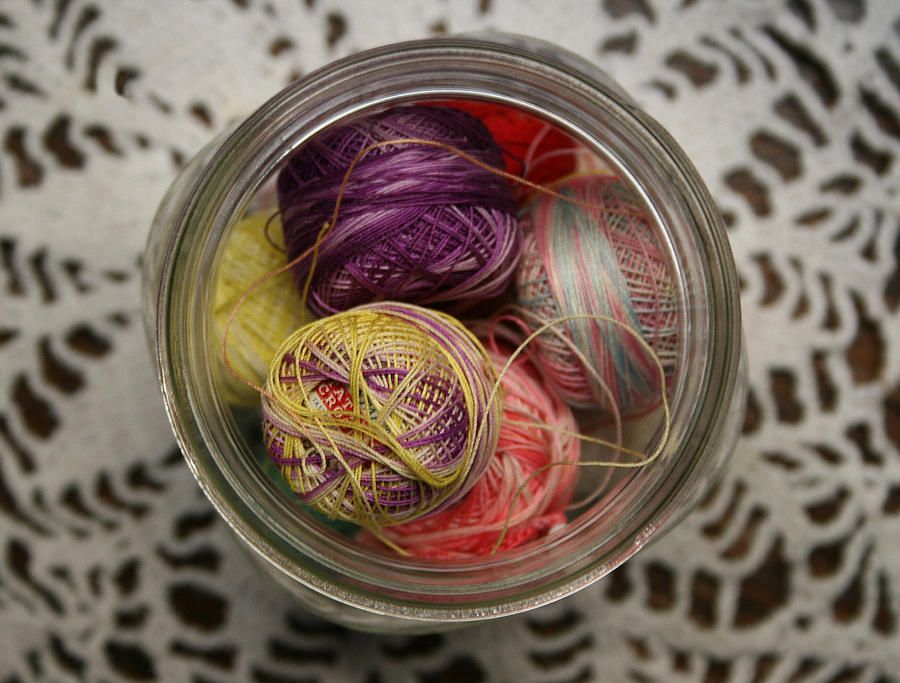 Jar of Threads Photograph by Marna Edwards Flavell