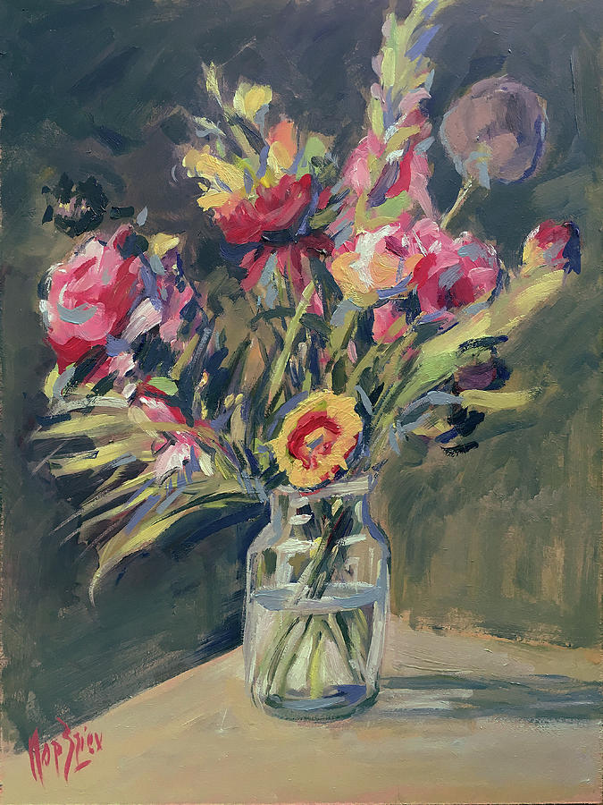 Jar vase with flowers Painting by Nop Briex