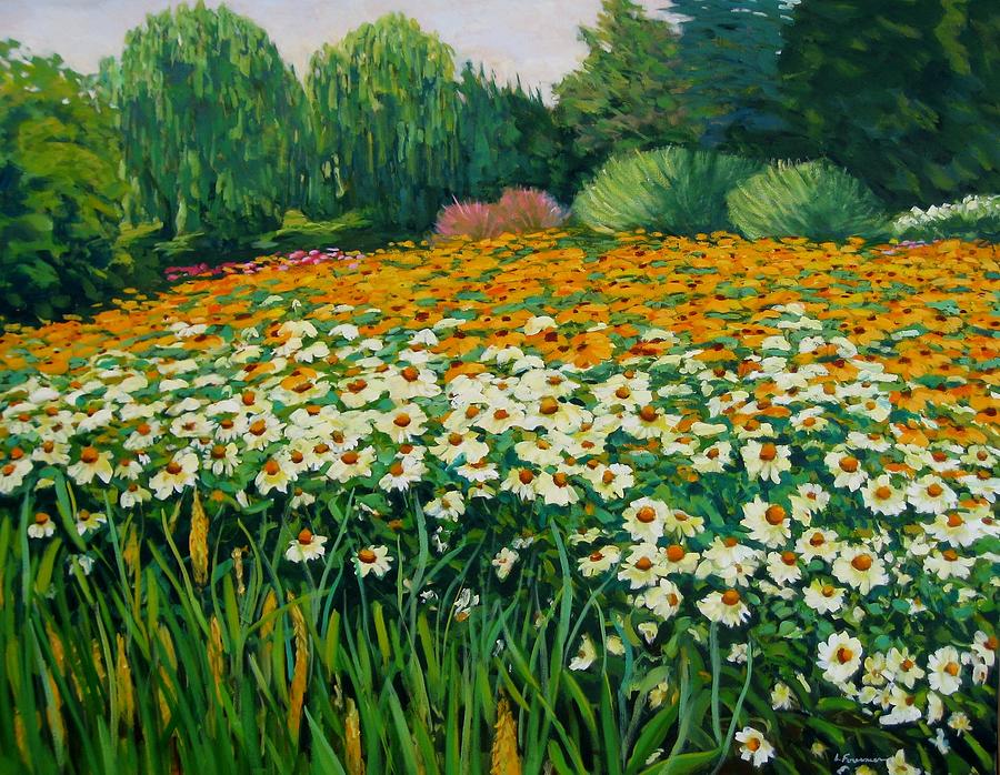 Jardin dechinacea Painting by Liliane Fournier