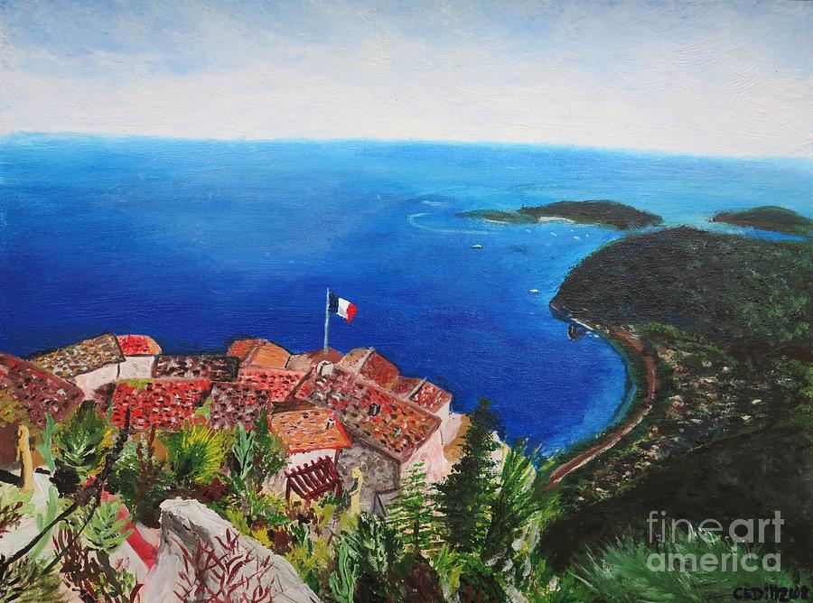 Jardin Exotique, Eze, France Painting by C E Dill