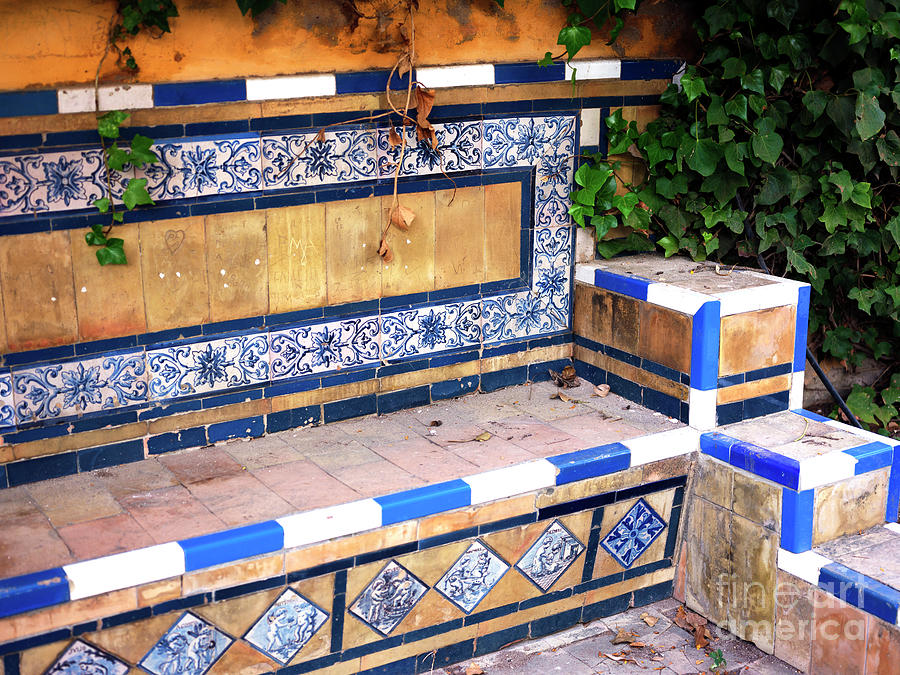 Jardines de Murillo Tile Bench Seville Photograph by John Rizzuto