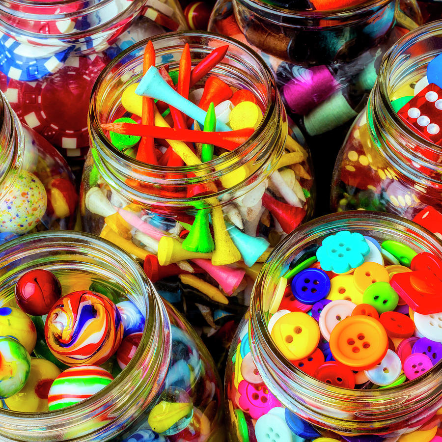 Jars Full of Colorful Objects Photograph by Garry Gay