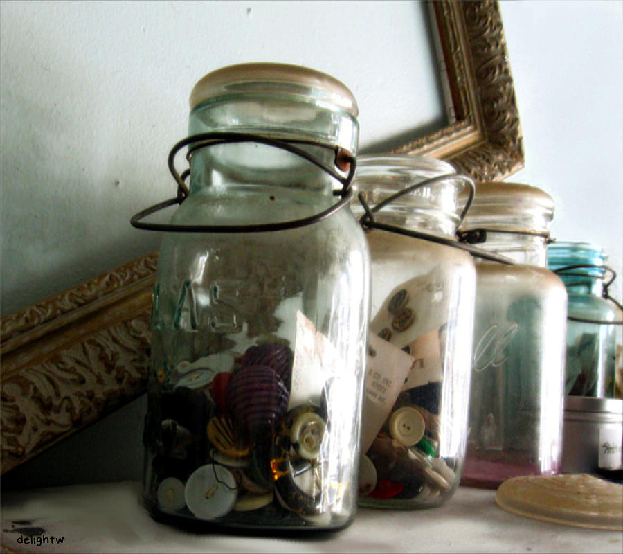 Jars of Vintage Buttons Photograph by Delight Worthyn