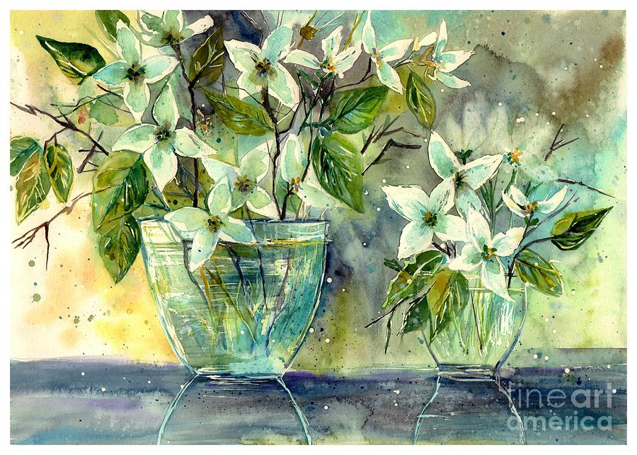 Cosmic Painting - Jasmine In Glass by Suzann Sines Cosmic Painting - Jasmine In Glass by Suzann Sines