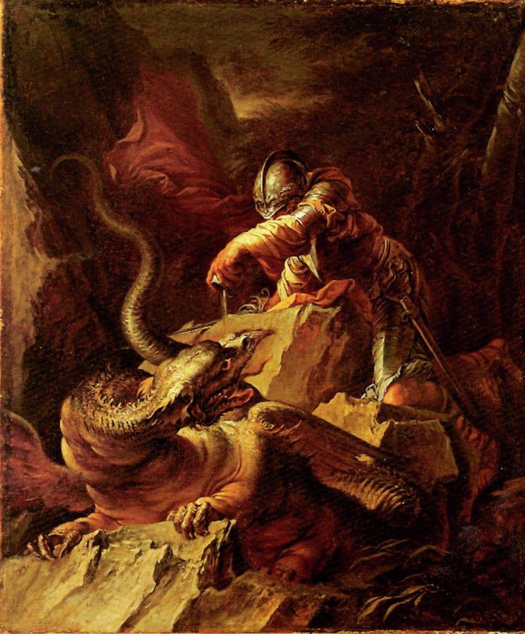 Jason Charming the Dragon Painting by Salvator Rosa