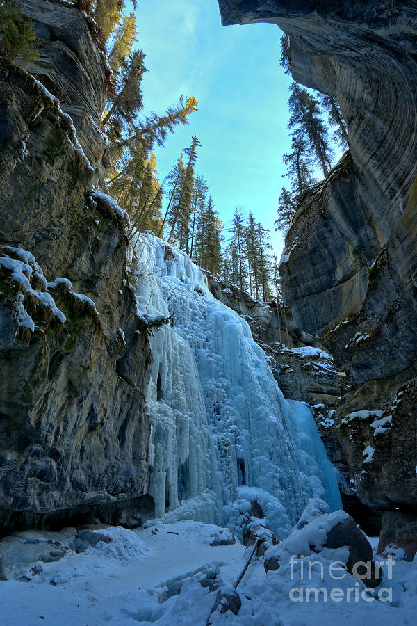 Jasper Frozen Waterfall Canyon Photograph by Adam Jewell