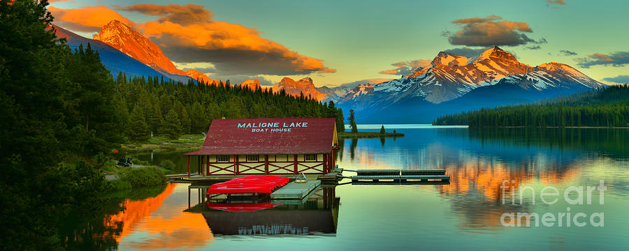 Jasper Maligne Lake Panorama Photograph by Adam Jewell