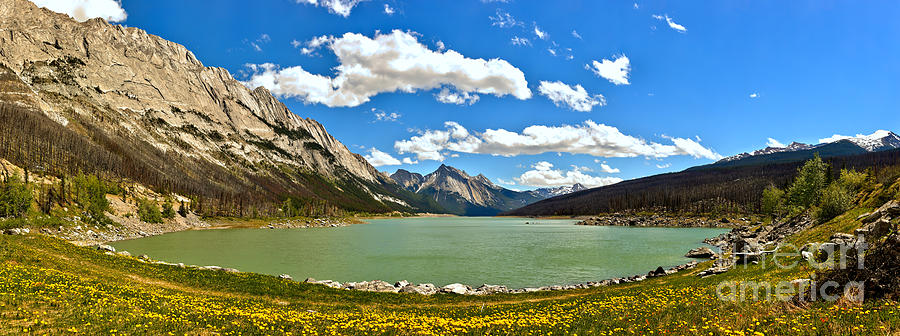 Jasper Medicine Lake Spring Panorama Crop Photograph by Adam Jewell