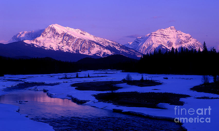 Jasper - Mount Hardisty And Mount Kerkeslin Sunset Photograph by Terry Elniski