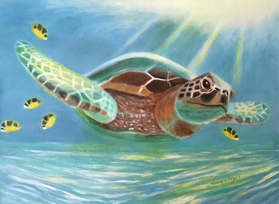 Turtle Painting - Jasper Sea Turtle by Nancy Pratt