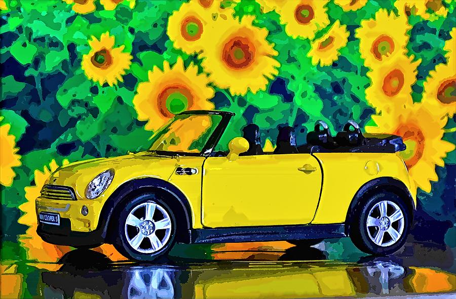 Car Digital Art - Jaune - Gelb - Yellow by Jean-Louis Glineur alias DeVerviers