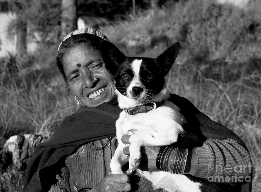 Jaunsari with her Pet 1 Photograph by Padamvir Singh