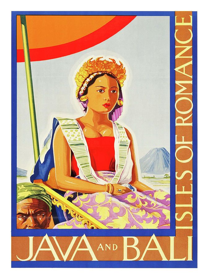 Java and Bali, isles of romance, vintage travel poster Painting by Long Shot
