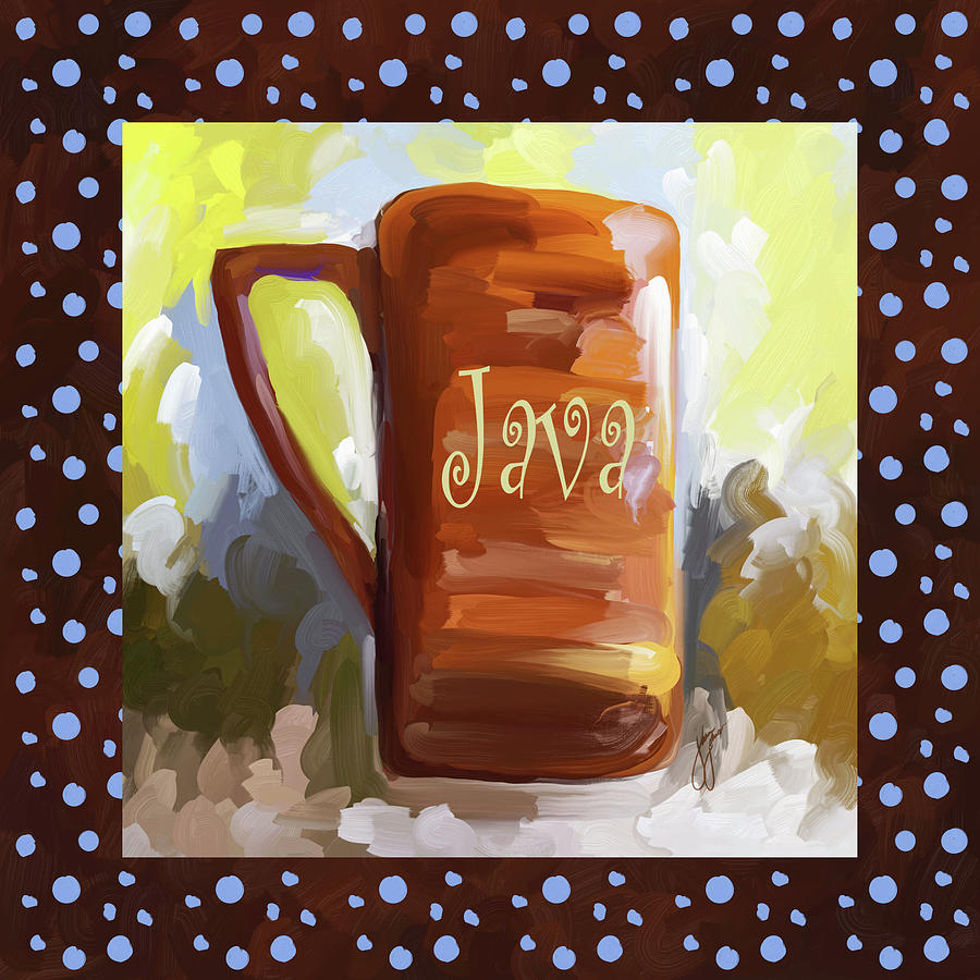 Java Coffee Cup With Blue Dots Painting by Jai Johnson
