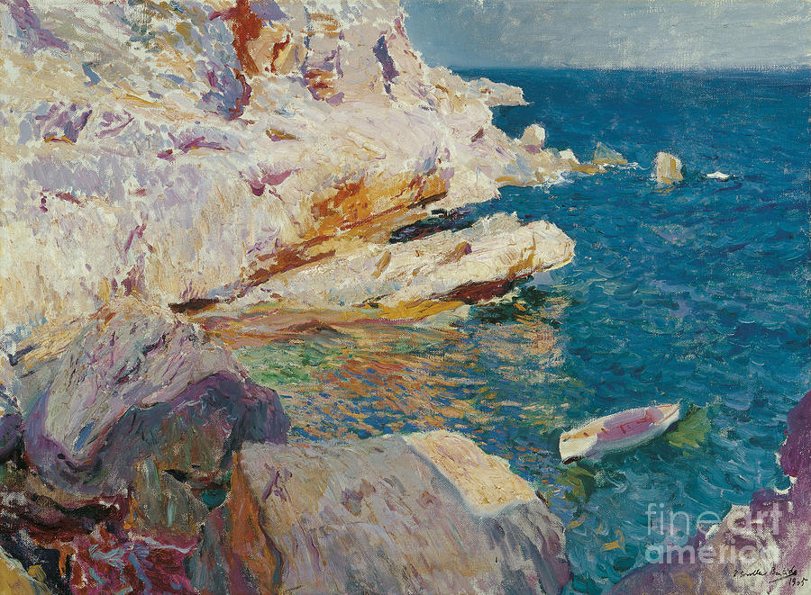 Javea rocks and the white pot Painting by Celestial Images