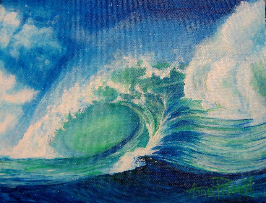 Jawz Wave-Sea Foam Green Painting by Anne Provost - Fine Art America