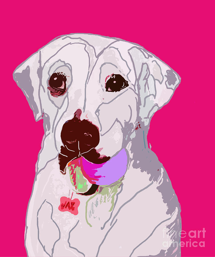 Jax With Ball in Pink Digital Art by Ania M Milo