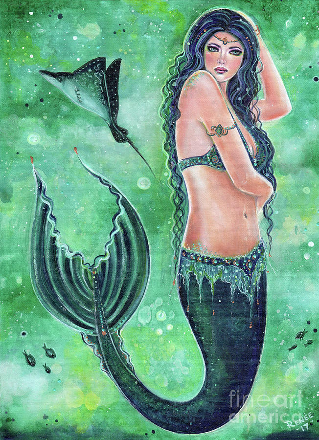 Stingray Painting - Jayde Mermaid by Renee Lavoie