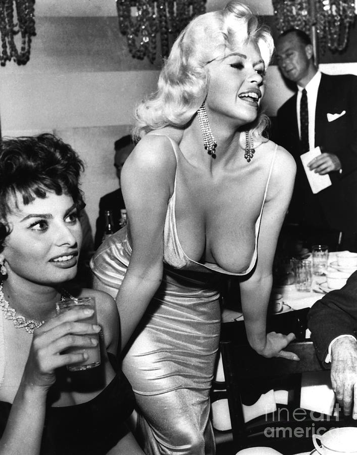 Sophia Loren Photograph - Actress Jayne Mansfield Hollywood actress and, Italian actress Sophia Loren 1957 by Monterey County Historical Society