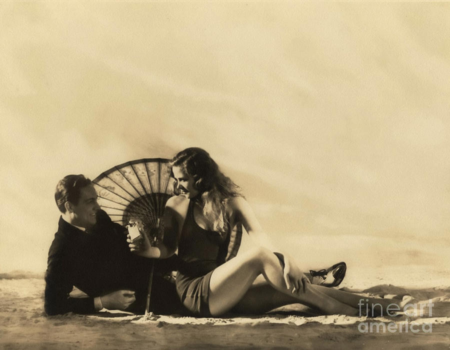 Jazz Age Couple On Beach Photograph by Vintage Collectables