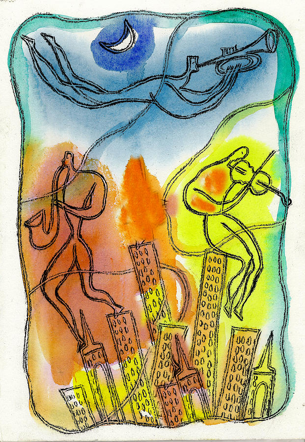 Jazz And The City 3 Painting by Leon Zernitsky