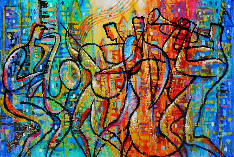 Jazz and the City Painting by Leon Zernitsky