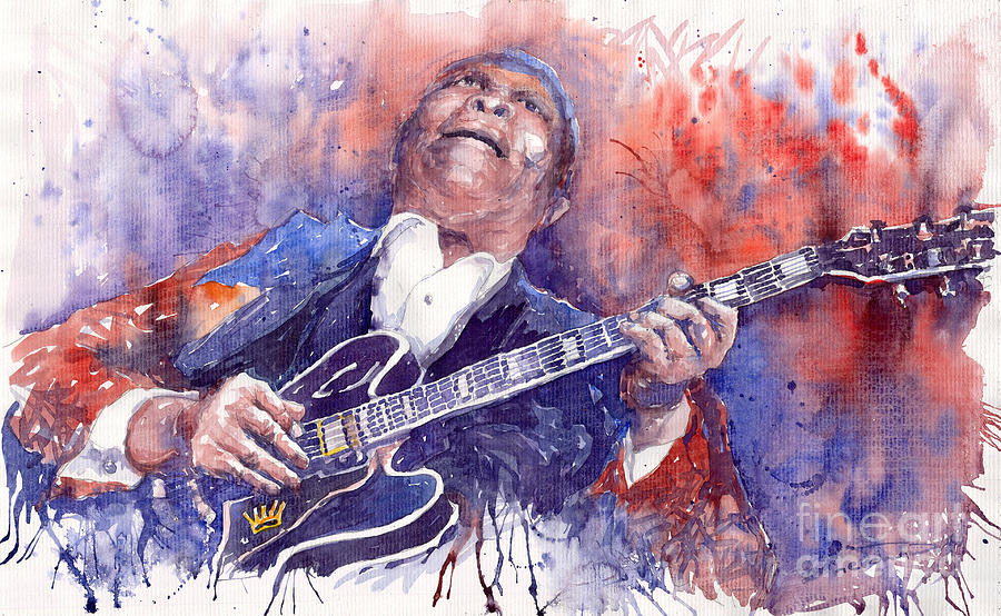 Jazz Painting - Jazz B B King 05 Red by Yuriy Shevchuk