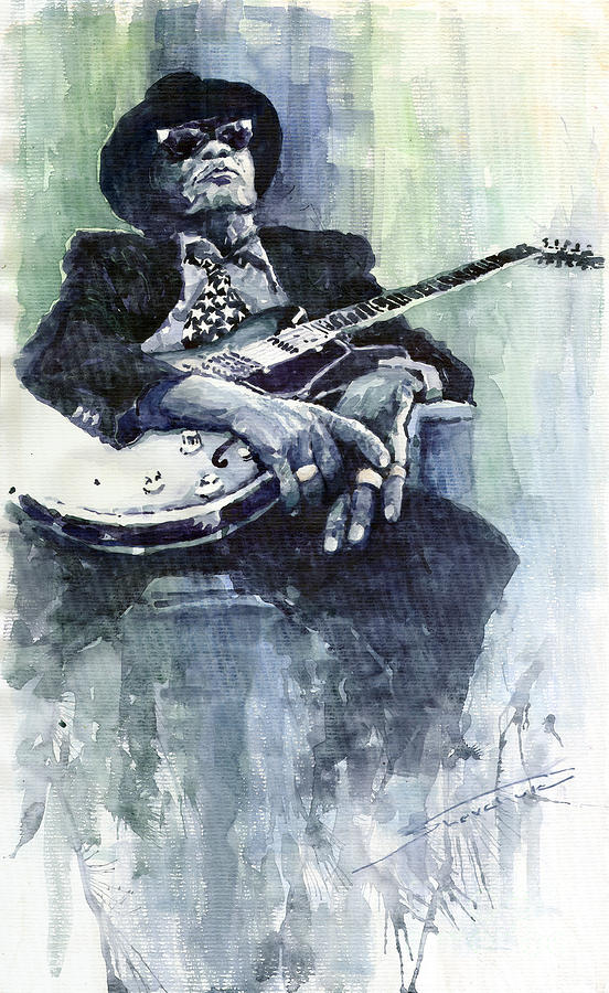Jazz Painting - Jazz Bluesman John Lee Hooker 04 by Yuriy Shevchuk