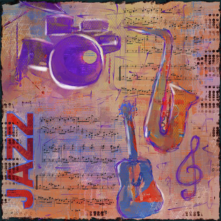 Jazz Collage Painting Mixed Media