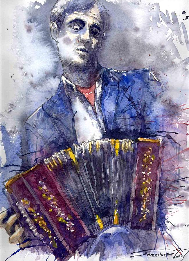 Jazz Painting - Jazz Concertina player by Yuriy Shevchuk