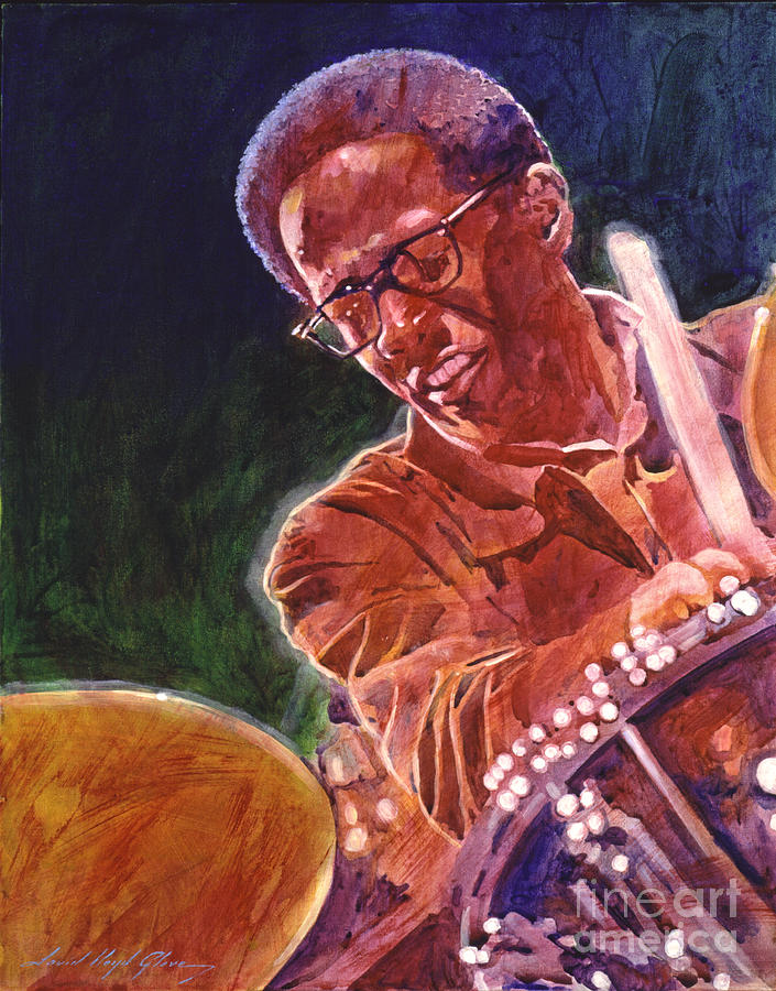 Jazz Painting - Jazz Drummer Brian Blades by David Lloyd Glover