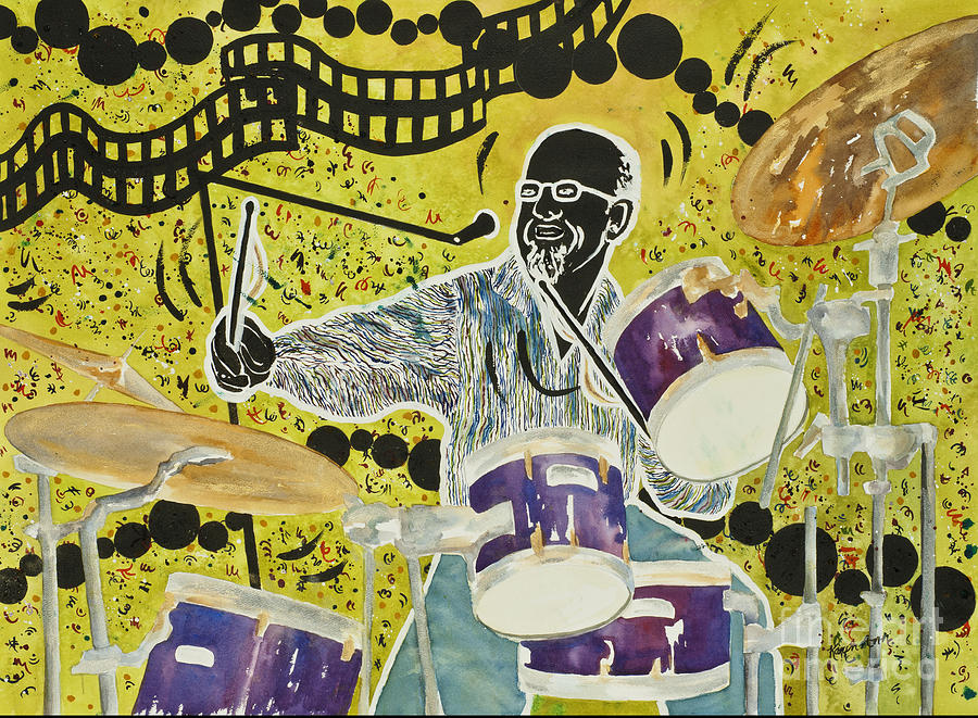 Jazz Drumming Out Painting by Karen Ann