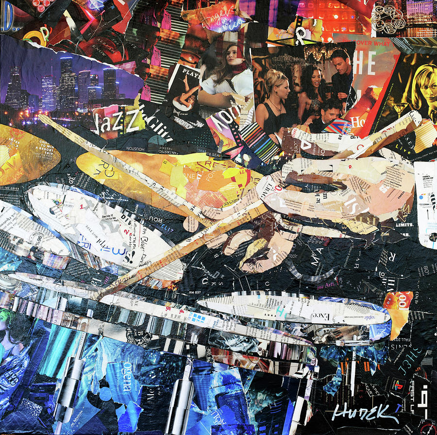 Collage Mixed Media - Jazz Drums by James Hudek