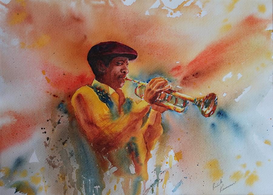 Jazz Man Painting by Ruth Kamenev