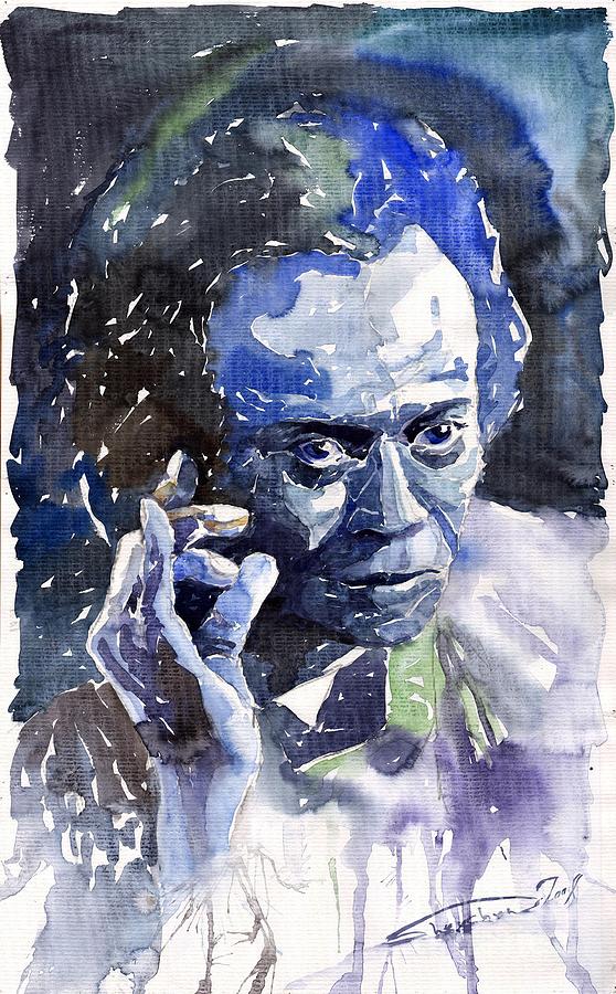 Jazz Painting - Jazz Miles Davis 11 blue by Yuriy Shevchuk