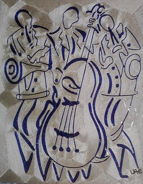 Africa Painting - Jazz Music Makers by JoK