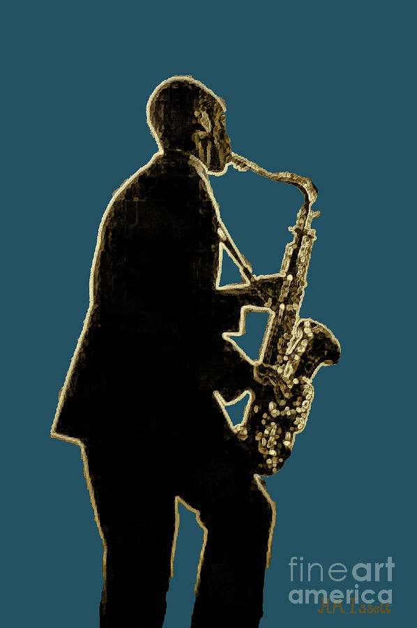 Jazz Musician Blue Digital Art by Humphrey Isselt