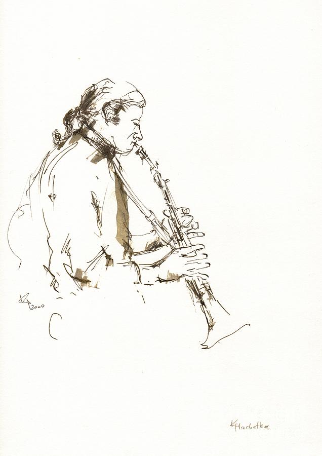 Jazz musician_10 Drawing by Karina Plachetka