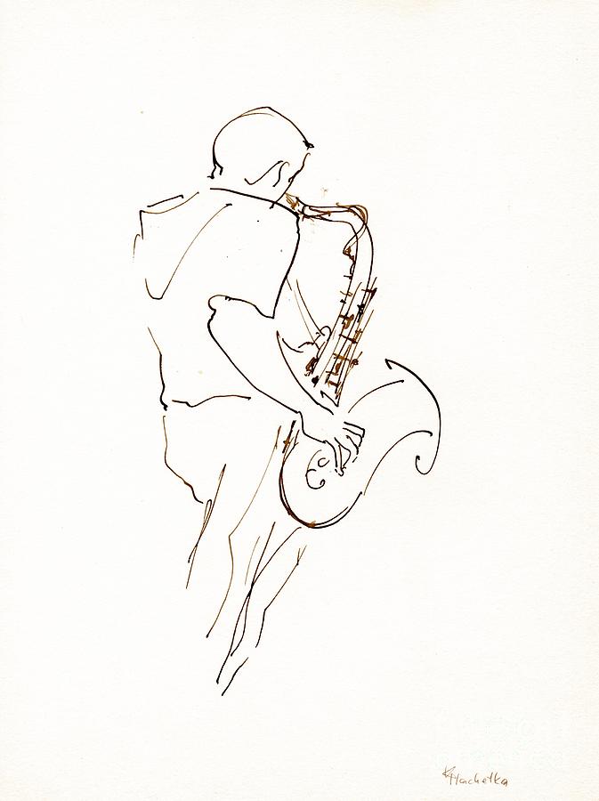 Jazz musician_9 Drawing by Karina Plachetka Fine Art America